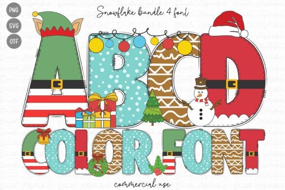 Snowflake and Snowman: A Festive Color Font for Christmas Designs
